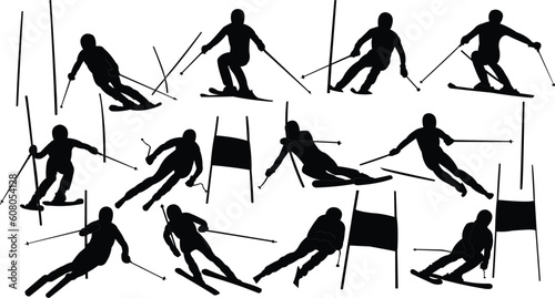 alpine skiing collection - vector