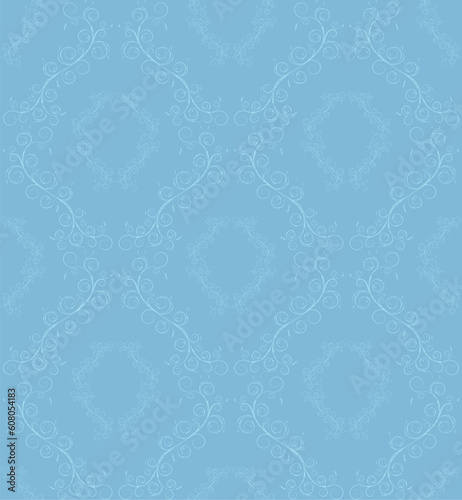 Decorative blue vector seamless floral ornament