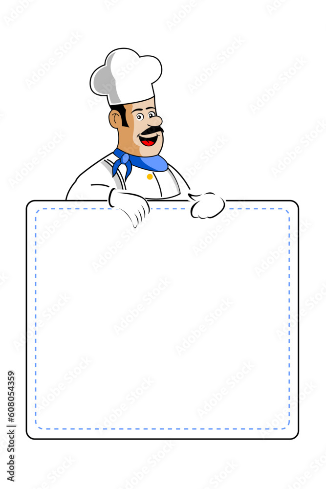 illustration of chef holding cooking card on white background illustration of chef holding cooking card on white background