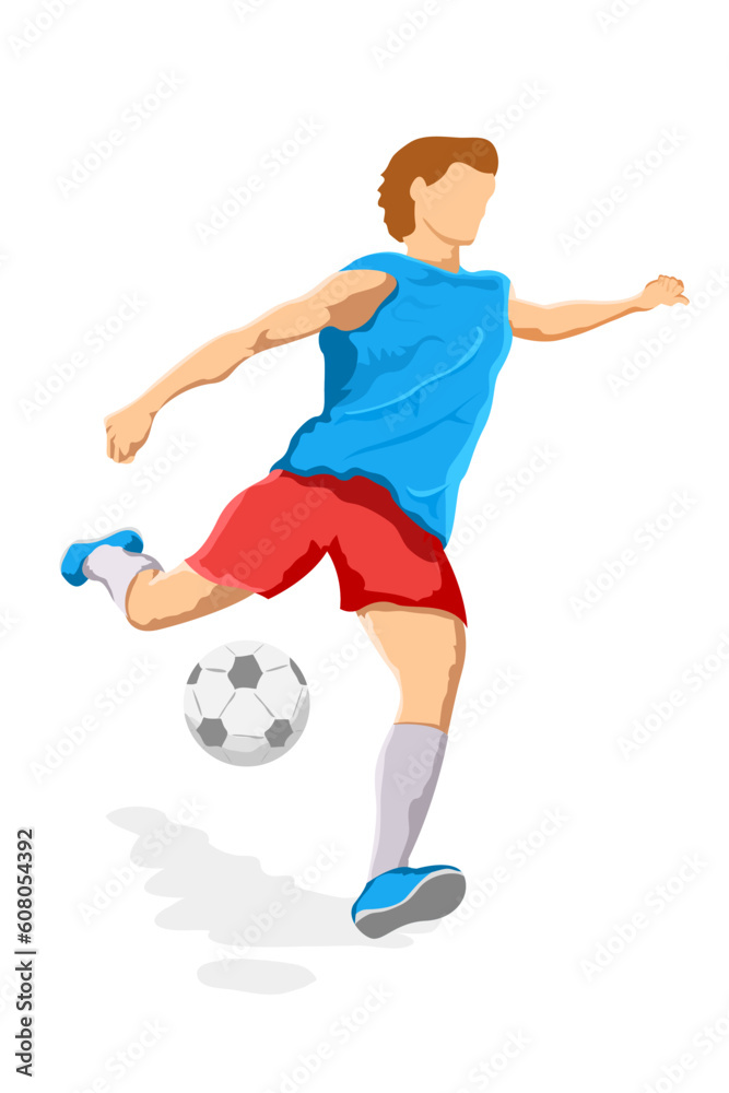 illustration of football player with football on white background