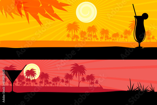 illustration of morning & evening scenes