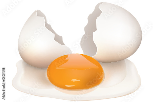illustration of broken egg on white background
