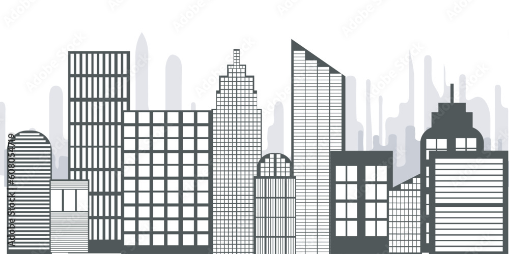 City skyline vector illustration. urban landscape. Daytime city view in flat style. 