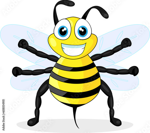 vector illustration of a cute bee. No gradient.
