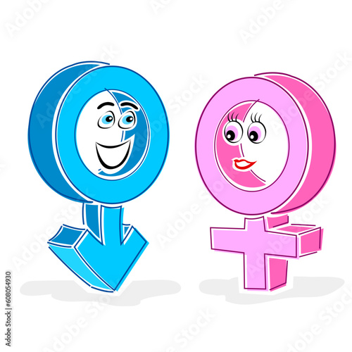 illustration of gender icons on white background