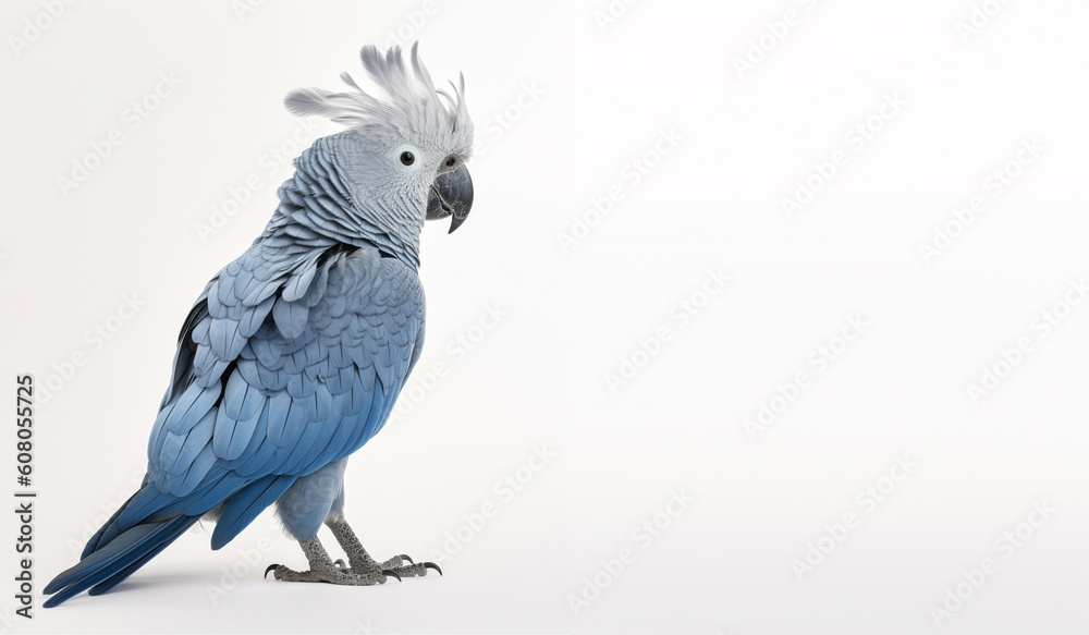 Fototapeta premium cockatoo portrait studio on white background and copy space. generative ai
