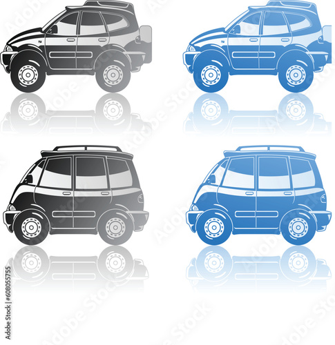 A Vector  illustration of  crossover and minivan.