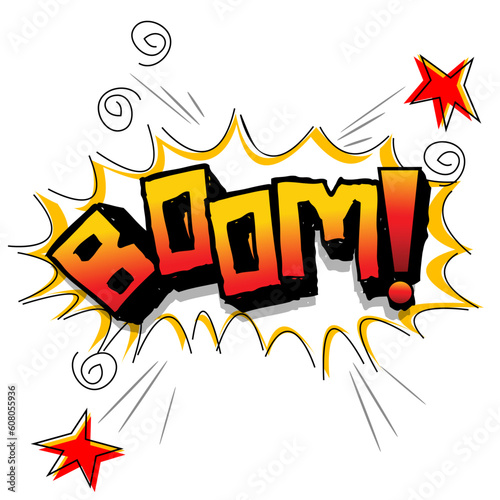 illustration of boom with stars on white background