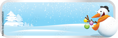 Snowman Christmas Cartoon Banner