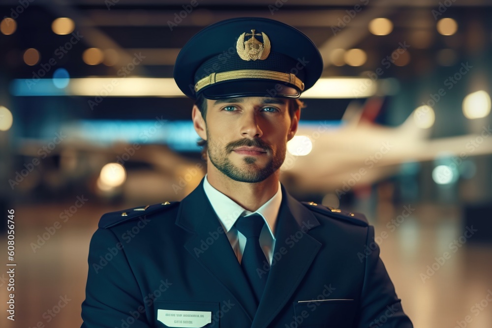 Portrait pilot standing confident AI Generative Portrait pilot standing confident AI Generative