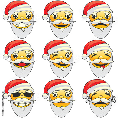illustration of santa claus emoticons