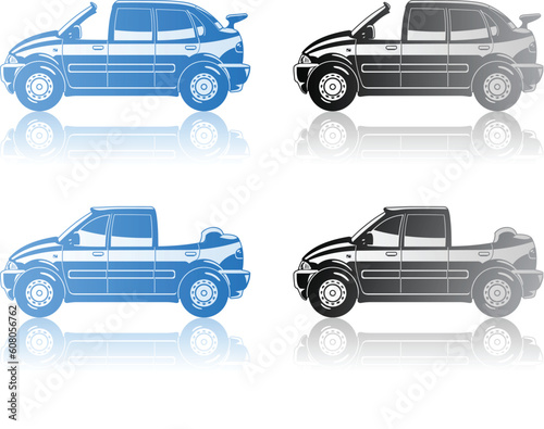 vector illustration of limousine – brougham and landaulet.