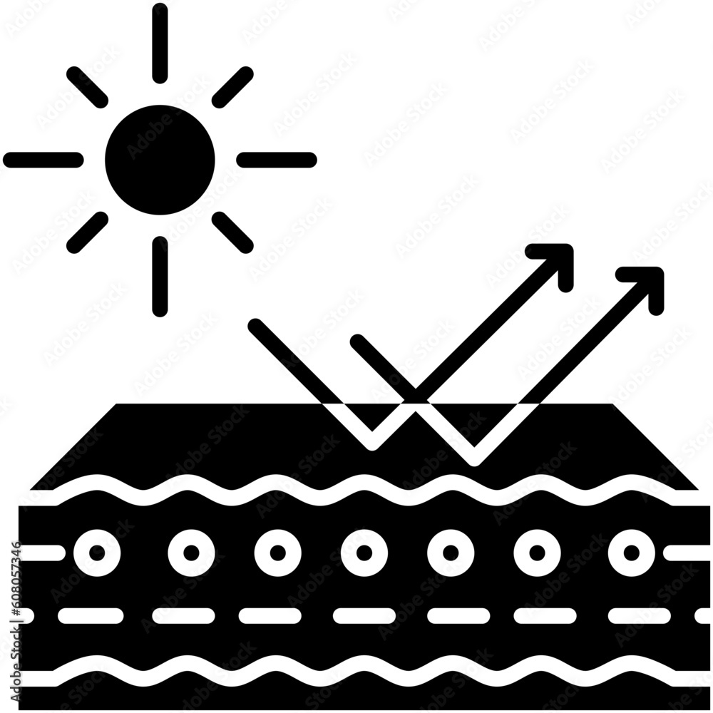 Sun Protection Icon. Water Drop Absorption Symbol Stock Illustration. Vector Solid Icons For UI Web Design And Presentation Sun Protection Icon. Water Drop Absorption Symbol Stock Illustration. Vector Solid Icons For UI Web Design And Presentation