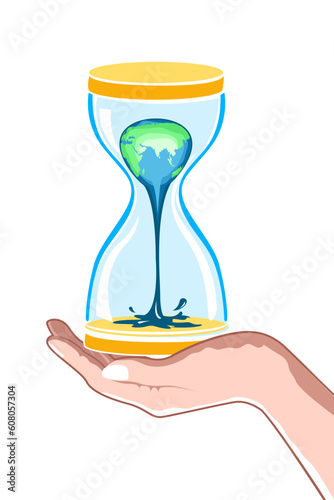 illustration of hour watch in hand on white background