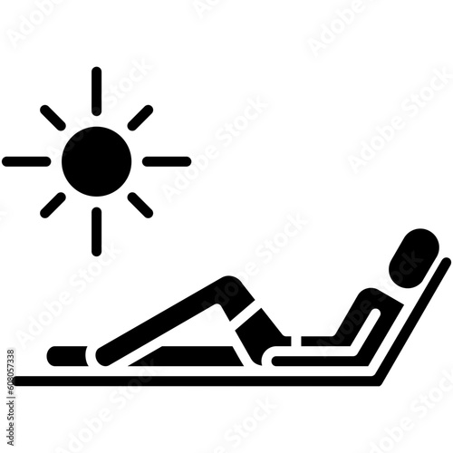 Sunbathing Icon. Man Tanning Relax Symbol Stock Illustration. Vector Solid Icons For UI Web Design And Presentation