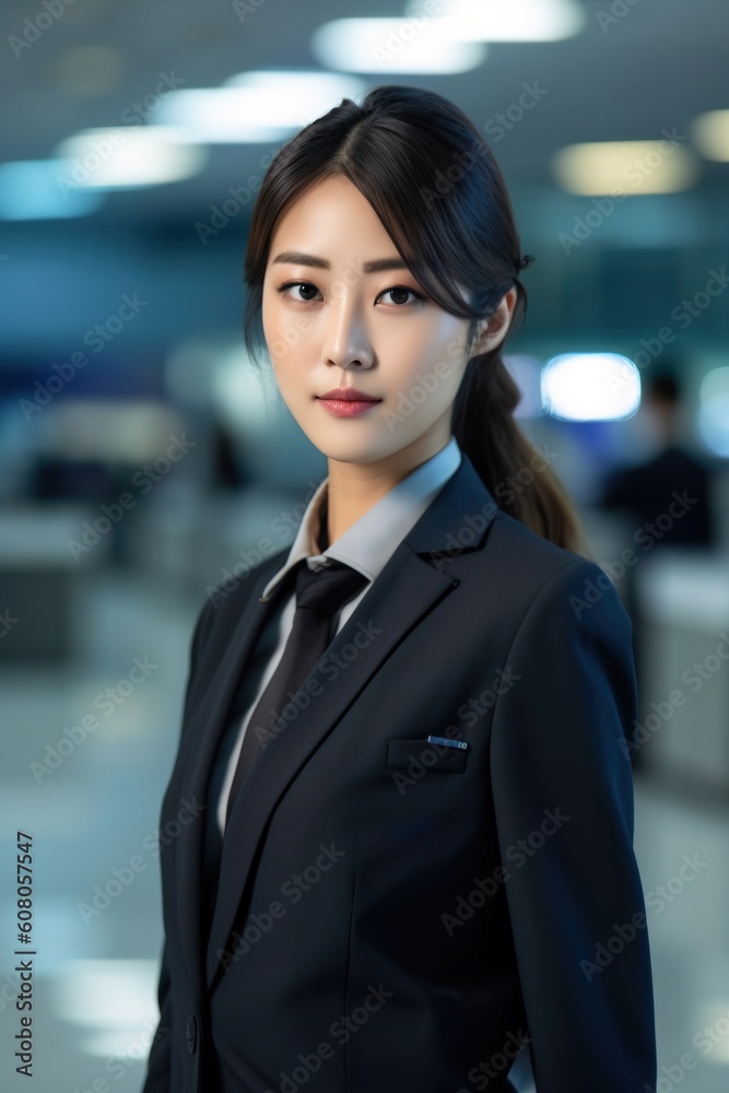 Portrait beautiful stewardess standing confident AI Generative Portrait beautiful stewardess standing confident AI Generative
