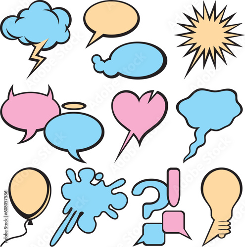 Empty Emotional Text Bubbles Set. Vector Illustration