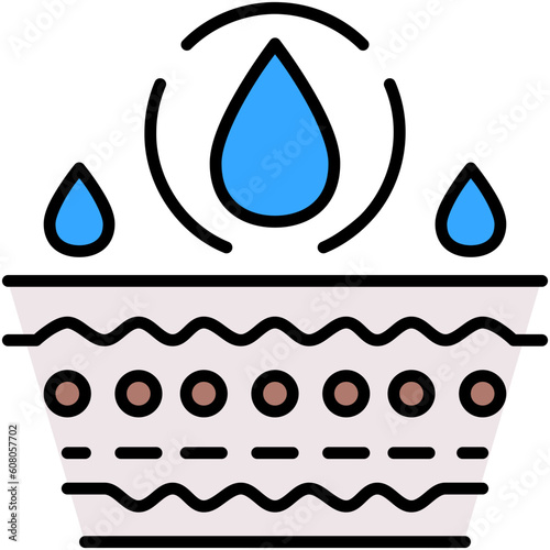 Skin Moisture Icon. Water Drop Absorption Symbol Stock Illustration. Vector Filled Line Icons For UI Web Design And Presentation
