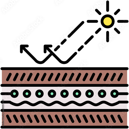 Sun Protection Icon. Water Drop Absorption Symbol Stock Illustration. Vector Filled Line Icons For UI Web Design And Presentation