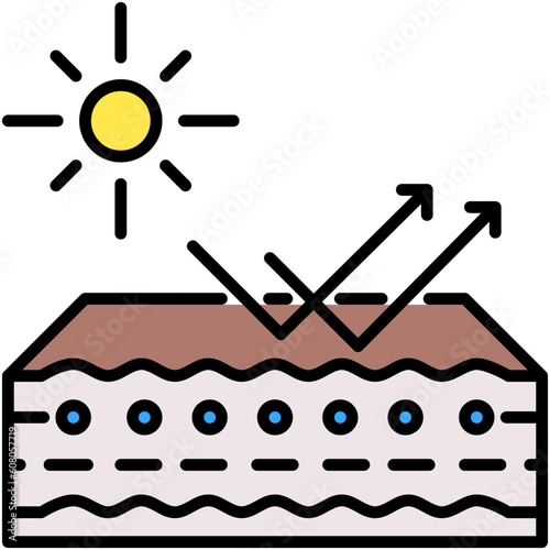 Sun Protection Icon. Water Drop Absorption Symbol Stock Illustration. Vector Filled Line Icons For UI Web Design And Presentation