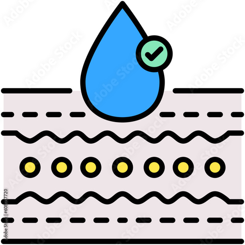 Skin Moisture Icon. Water Drop Absorption Symbol Stock Illustration. Vector Filled Line Icons For UI Web Design And Presentation