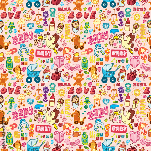 cartoon baby seamless pattern