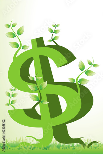 illustration of dollar tree on white background