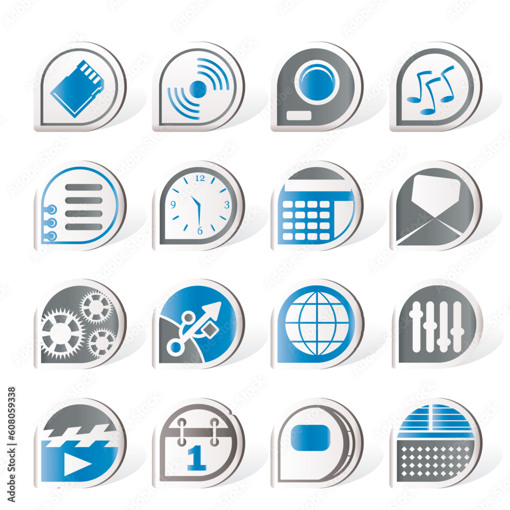 Simple phone performance, internet and office icons - vector Icon Set Simple phone performance, internet and office icons - vector Icon Set