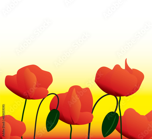 Banner of the dismissed flowers of a poppy and young runaways