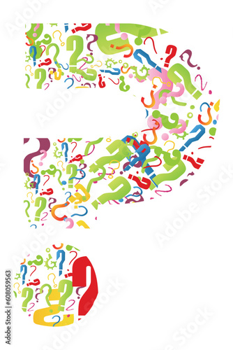 illustration of question mark formed from many question marks