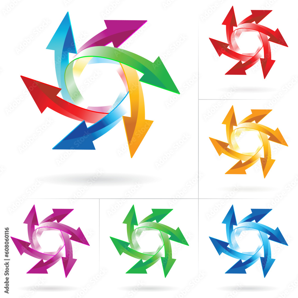 Set #9 of different colored arrow circles isolated on the white Set #9 of different colored arrow circles isolated on the white