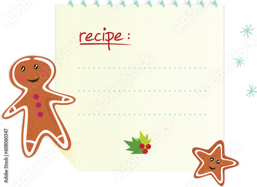 Christmas recipe with cookies isolated on white background. Write your own text! Vector Illustration.