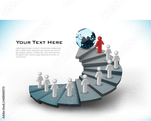 illustration of networking with steps on white background