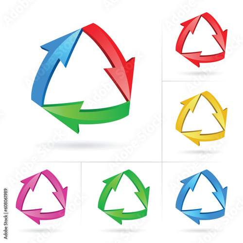 3D arrow color sketchy design elements set vector illustration #8