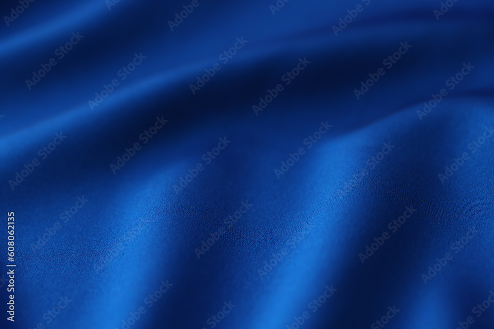 Wavy blue plain satin fabric for dressmaking as background