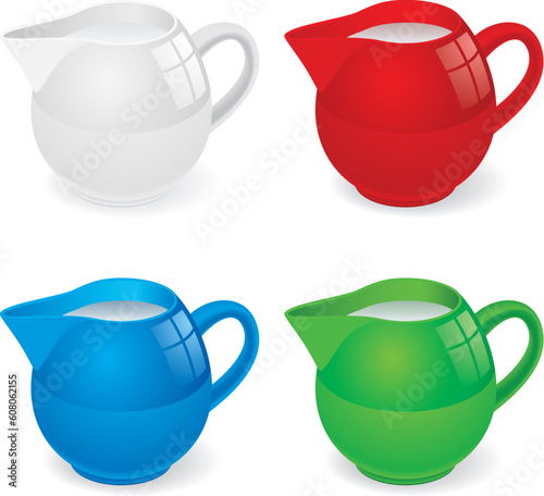 Vector Illustration set of jugs with milk on white