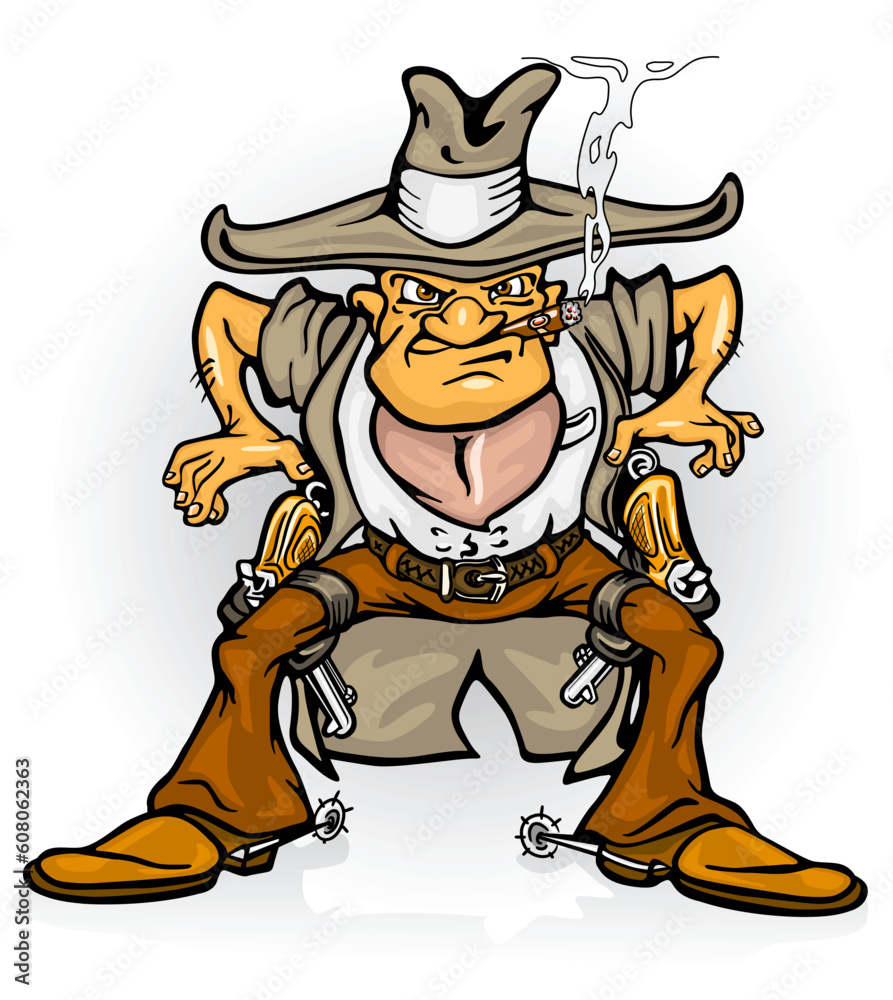 western cowboy bandit with gun vector illustration isolated on white background western cowboy bandit with gun vector illustration isolated on white background