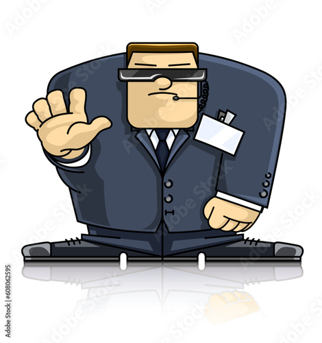 security man in suit and goggles vector illustration isolated on white background