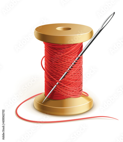 reel with thread and needle vector illustration isolated on white background
