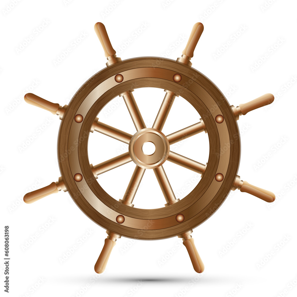 Sea-craft steering wheel on a white background