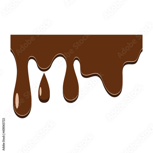 Seamless dripping chocolate border. Dripping chocolate border isolated on white background. Graphic design element for web page, menu, culinary recipe, scrapbooking, flyer, poster