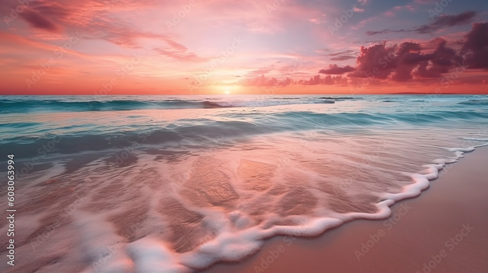 Beautiful sunset on the beach AI Generative