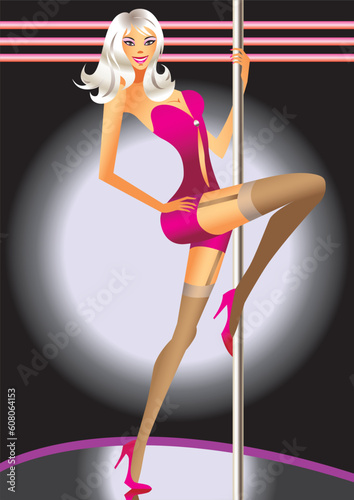 striptease girl dance in a night club - vector illustration