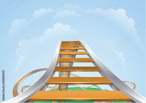 Illustration of a roller coaster from the highest view. Conceptual highs and lows or fear and trepidation.