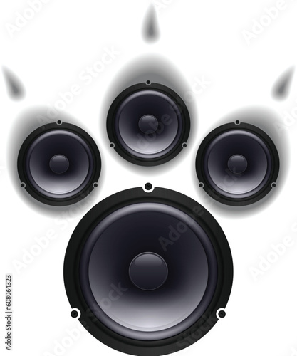 Speakers animal paw set. Vector illustration on white backgrounds