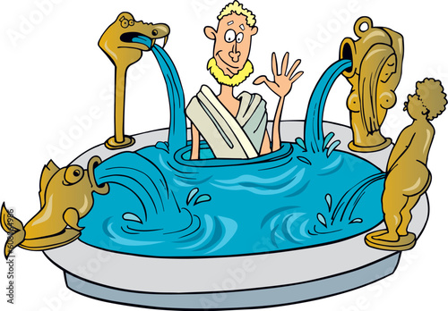 Illustration of Ancient citizen of Rome taking bath