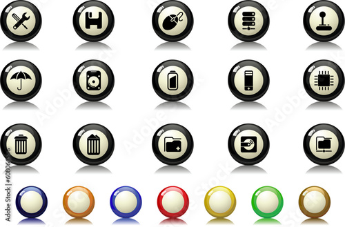 Computer and Data icons Billiards series