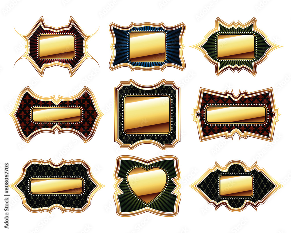 set of golden frames,this illustration may be useful as designer work set of golden frames,this illustration may be useful as designer work