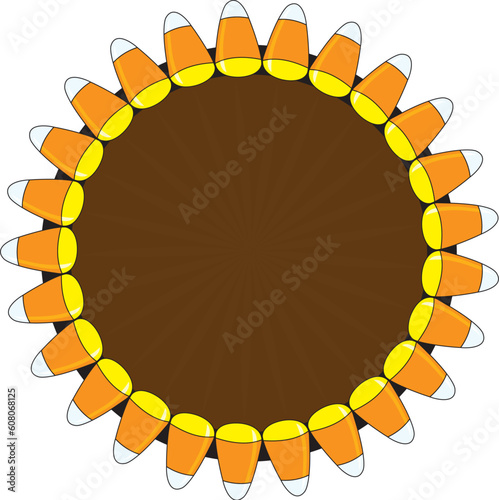 A circle with candy corn as a border