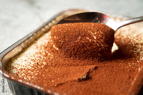 Obraz na plátne tiramisu cake on plate